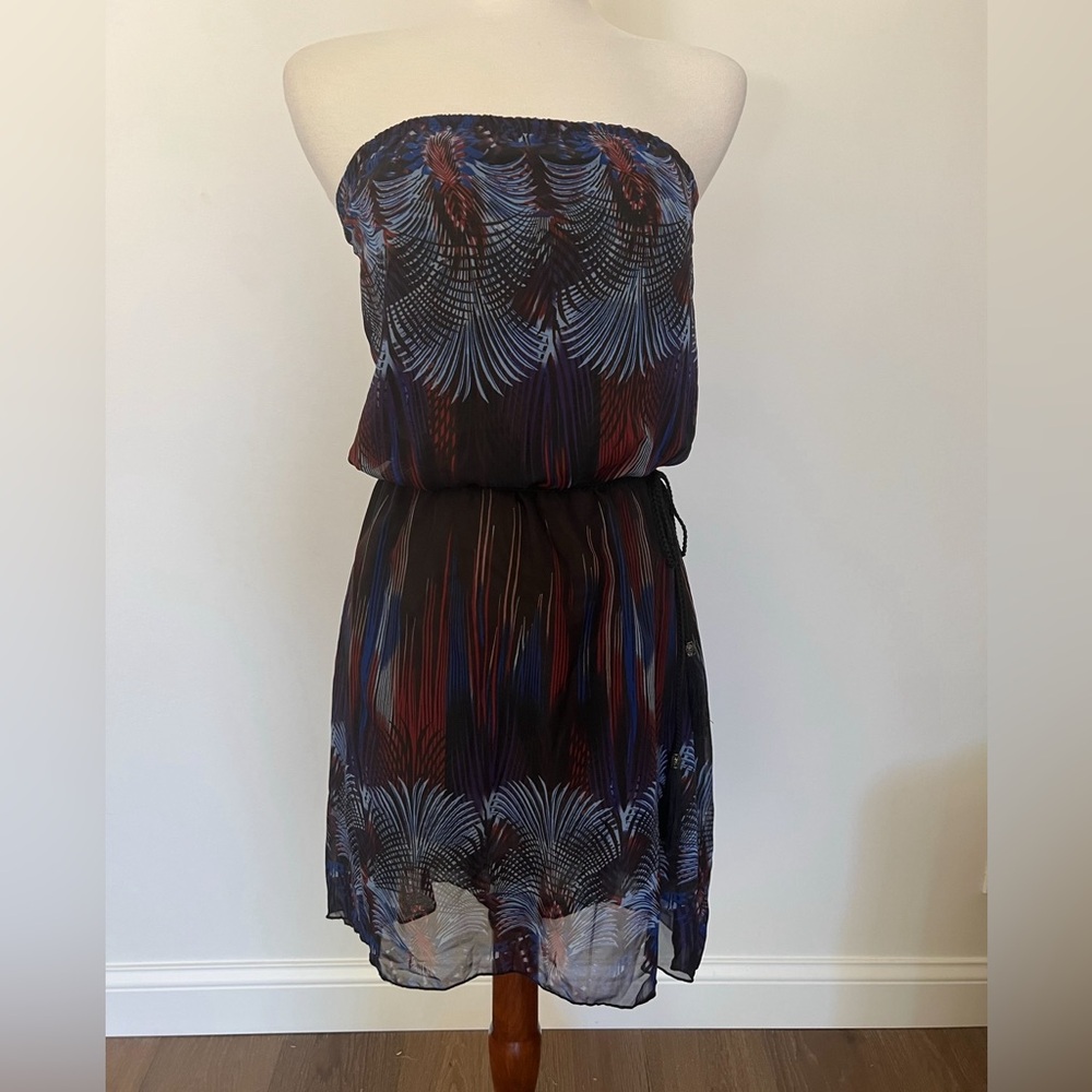 Harper Dress Strapless Cinch Waist Blue Womens Size XS